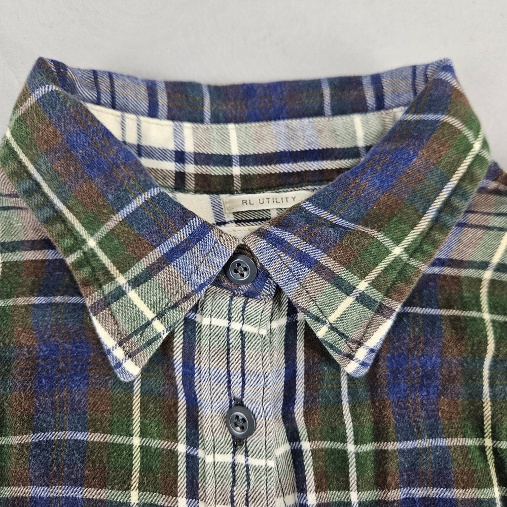 DENIM & SUPPLY RALPH LAUREN | Green Blue Plaid Flannel Shirt Medium RL Utility - Picture 6 of 12